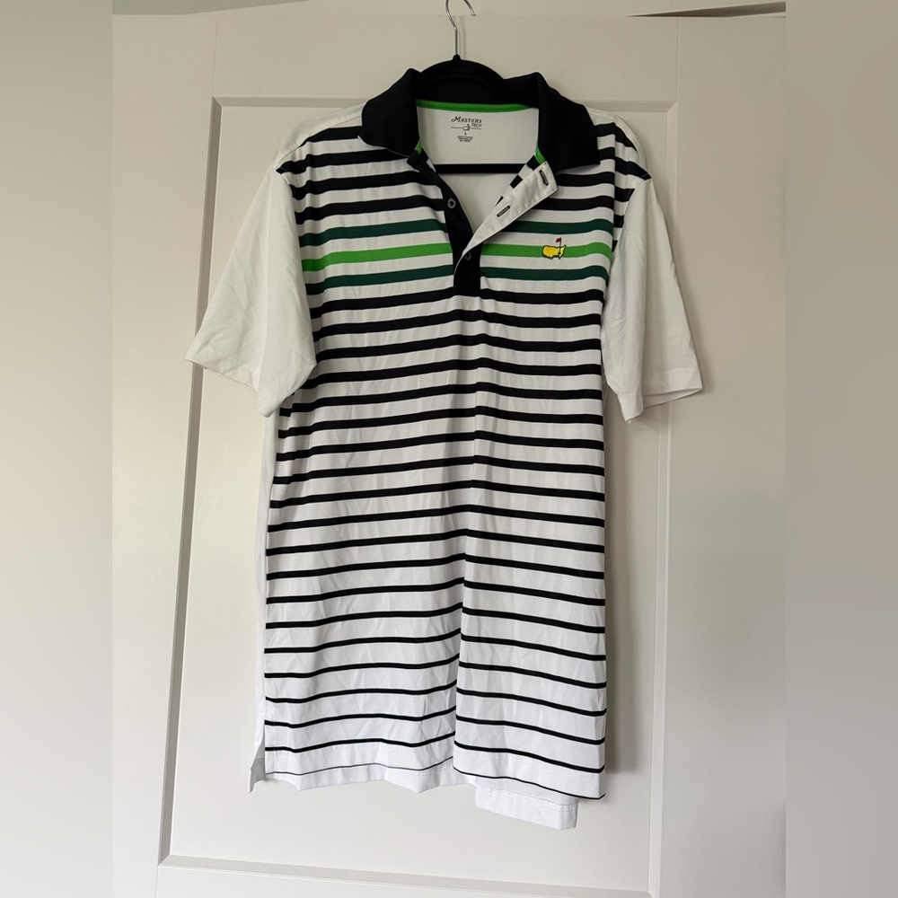Masters Tech Black, Green & White Striped Shirt